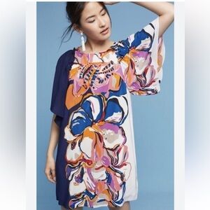 Anthropologie Maeve Vero Floral print Butterfly sleeve tunic dress